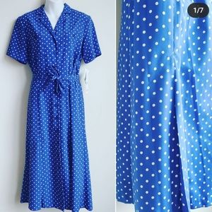 1980s Deadstock Leslie Day Blue and White and Polk